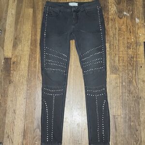 NWOT Faded Black Studded Moto Low Rise Jeans 6-8